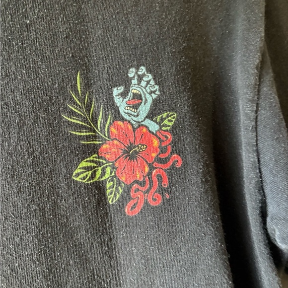 SANTA CRUZ Men's S/S T-Shirt SCREAMING HAND FLOWER - BLK - Small - - Picture 2 of 4